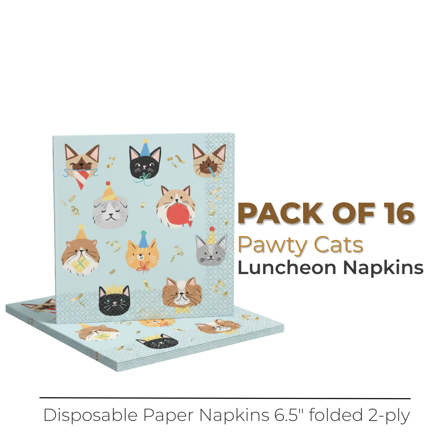 Pawty Animals Cat Luncheon Napkins, 16ct - Foil Stamping