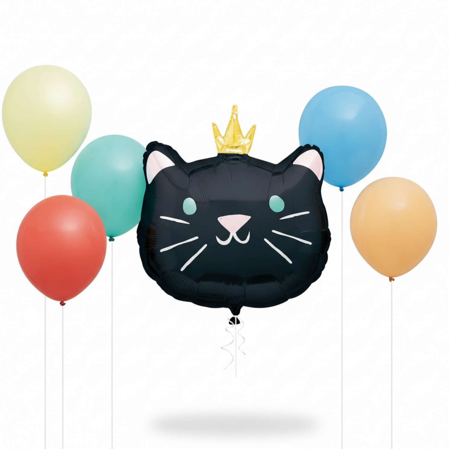 Pawty Animals Cat-Shaped Giant Foil & Latex Balloon Bouquet Kit, 6pc