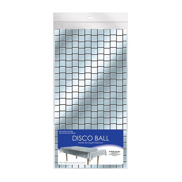 Silver Disco Ball Metallic Table Cover