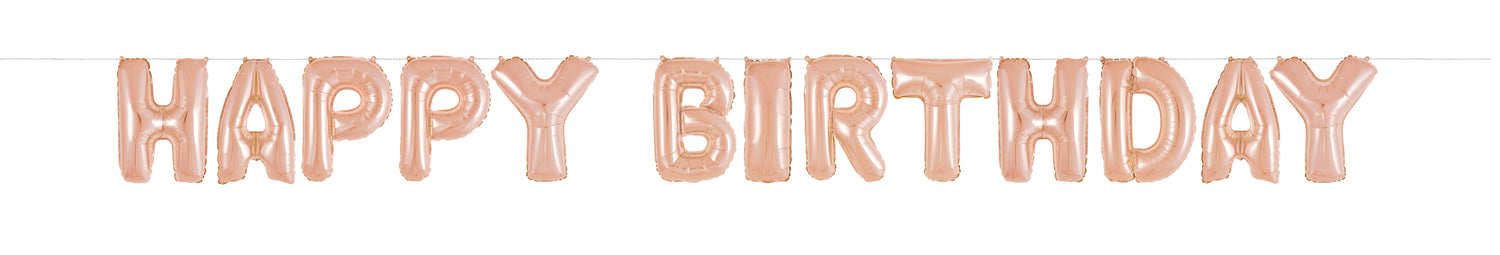 Rose Gold Happy Birthday Foil Letter Balloon Banner Kit, 14" - Image 2