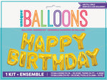 Gold Happy Birthday Foil Letter Balloon Banner Kit, 14"