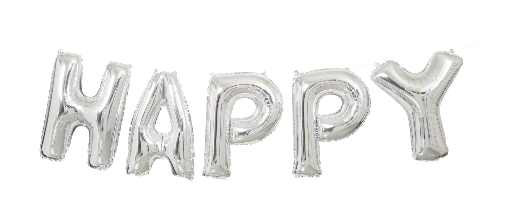 Silver Happy Birthday Foil Letter Balloon Banner Kit, 14" - Image 3