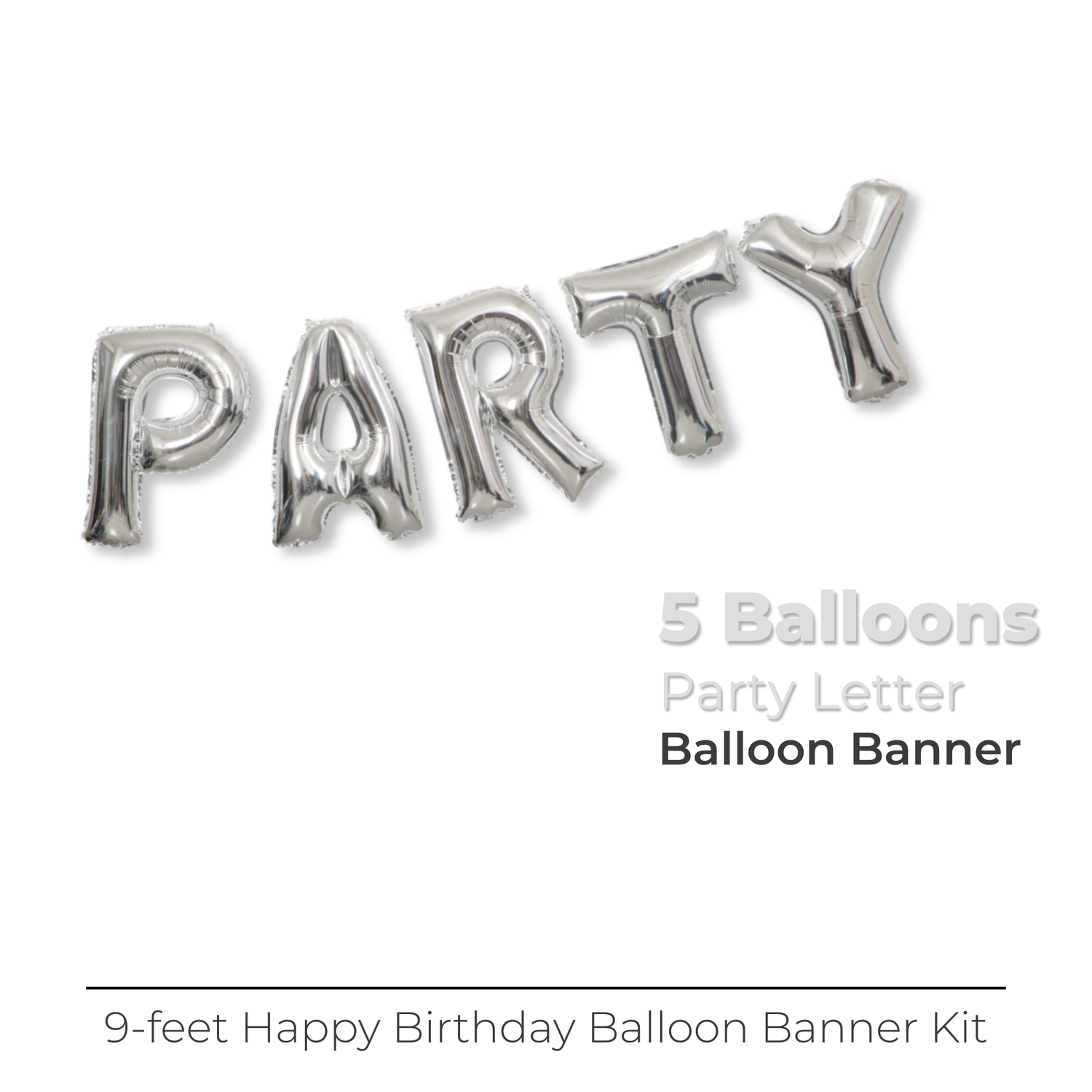 Silver Party Foil Letter Balloon Banner Kit, 14"
