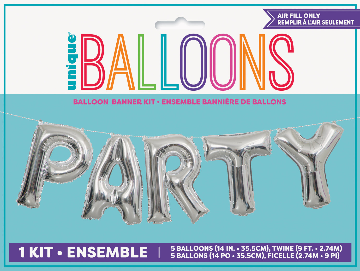 Silver Party Foil Letter Balloon Banner Kit, 14" - Image 2