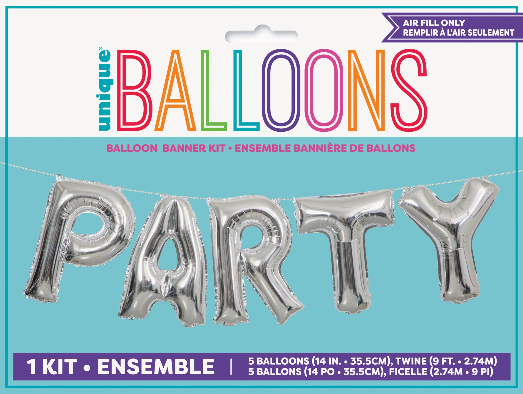 Silver Party Foil Letter Balloon Banner Kit, 14" - Image 2
