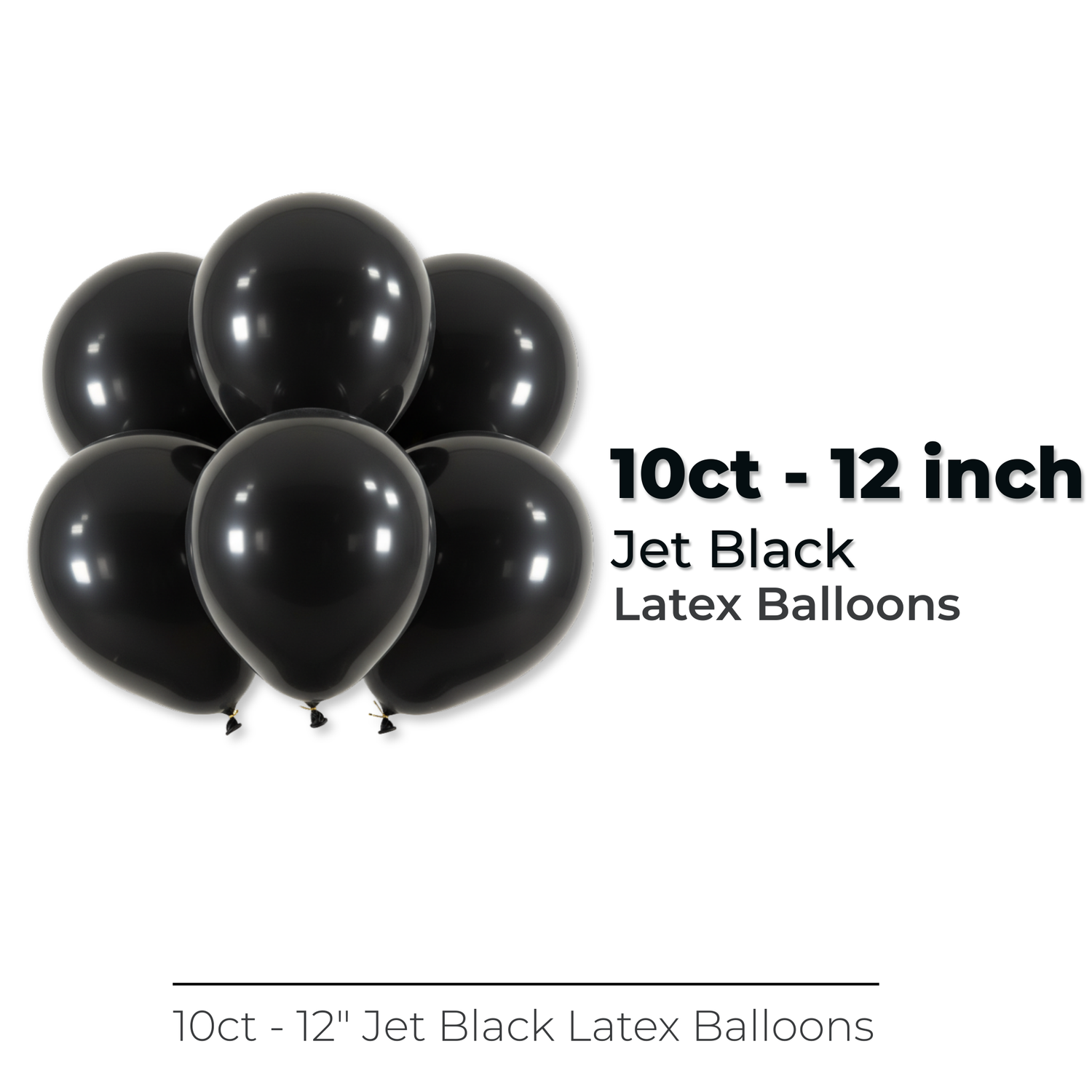 12" Latex Balloons, 10ct - Jet Black