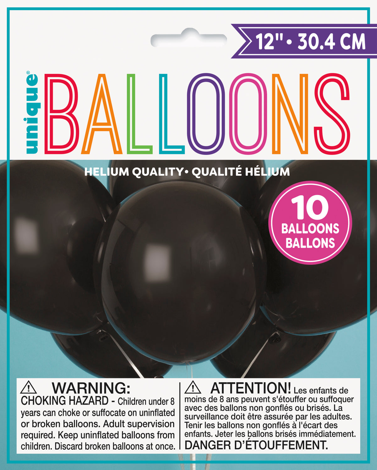 12" Latex Balloons, 10ct - Jet Black - Image 2
