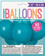 12" Latex Balloons, 10ct - Teal - Image 2