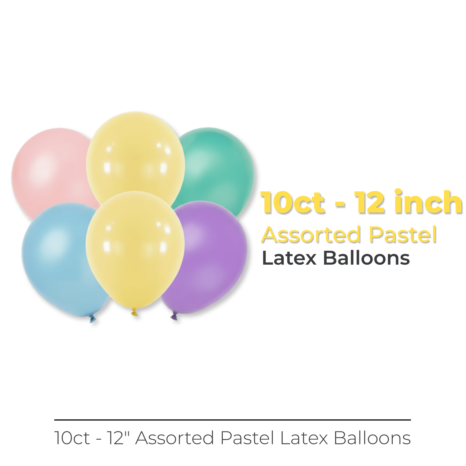12" Latex Balloons, 10ct - Assorted Pastel