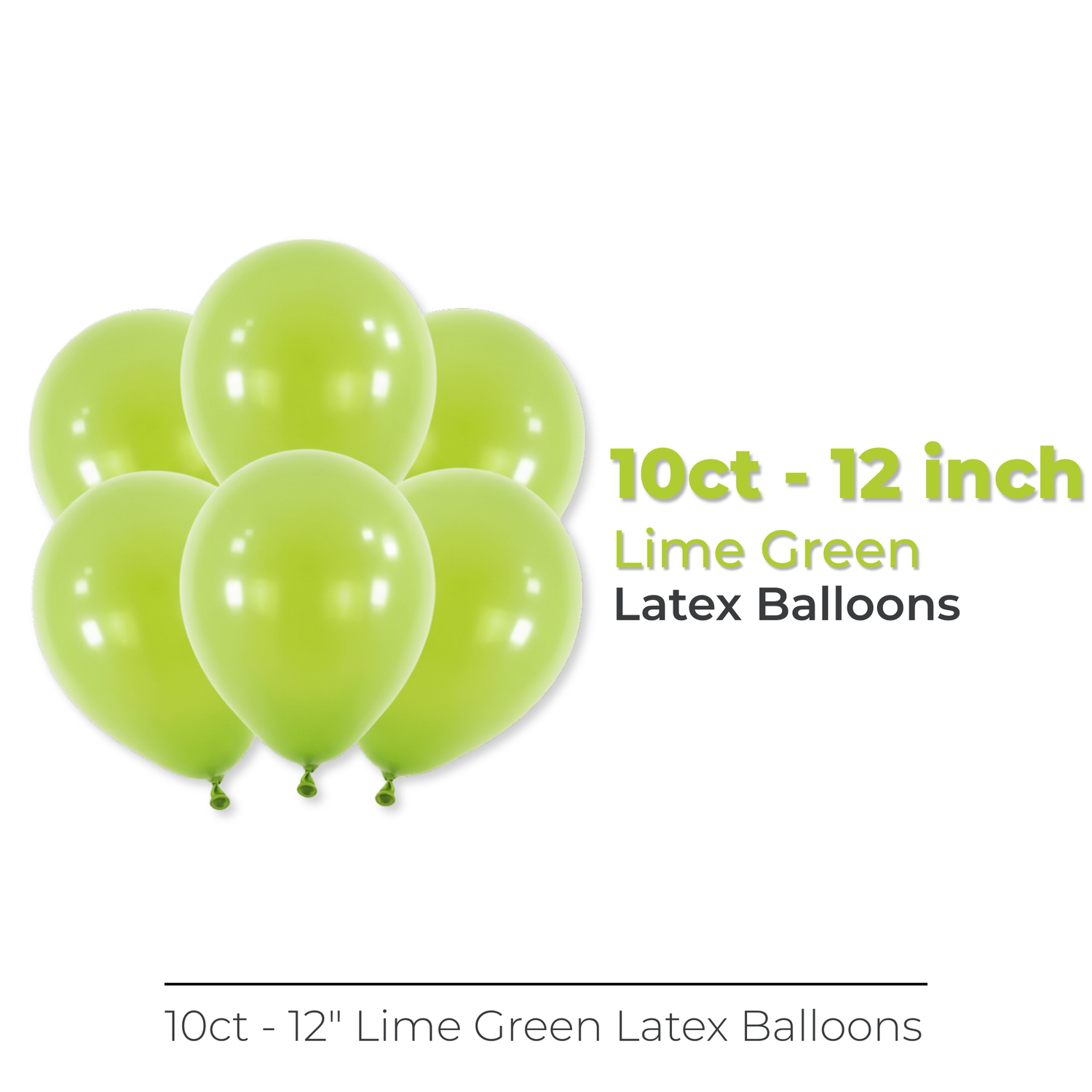 12" Latex Balloons, 10ct - Lime Green