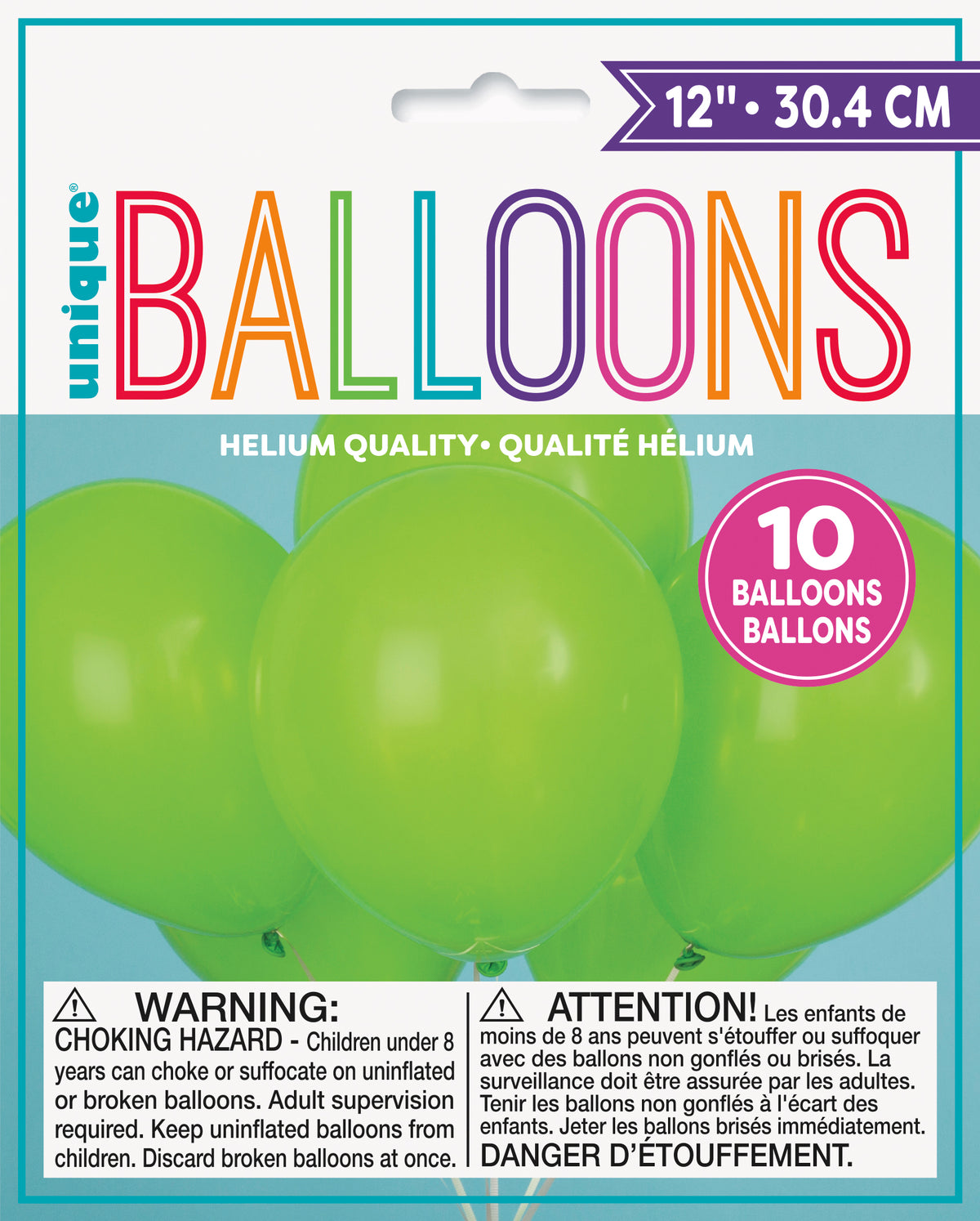 12" Latex Balloons, 10ct - Lime Green - Image 2