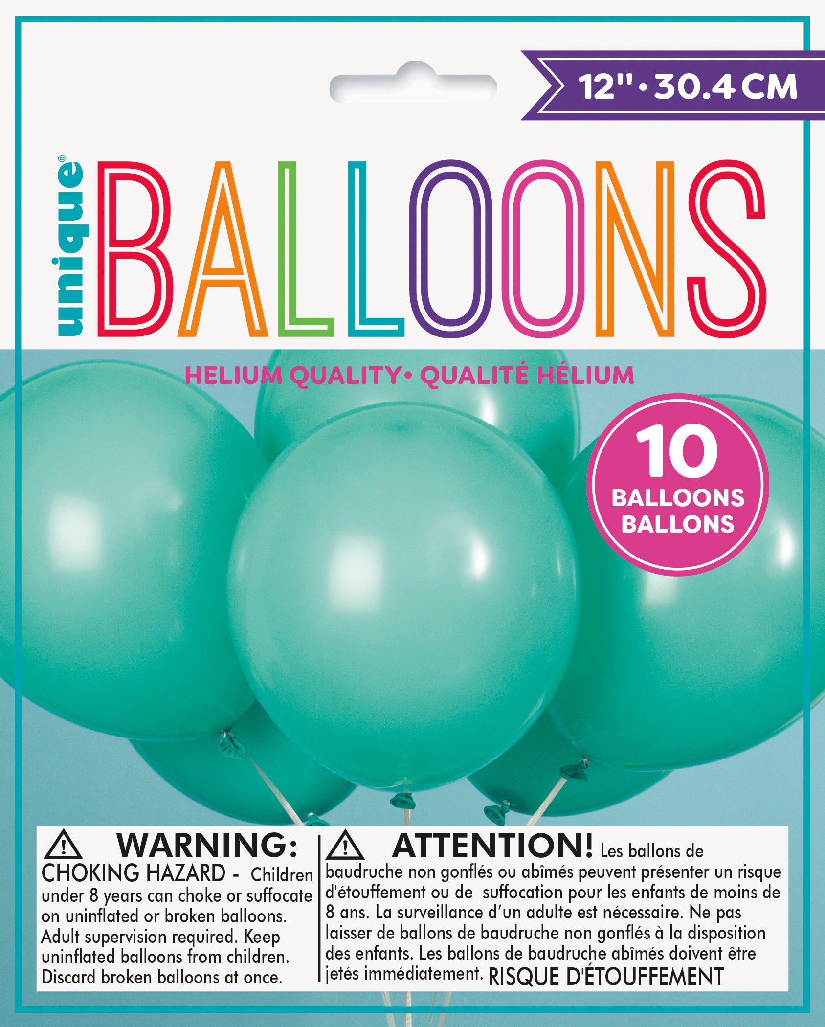 12" Latex Balloons, 10ct - Seafoam Aqua - Image 2