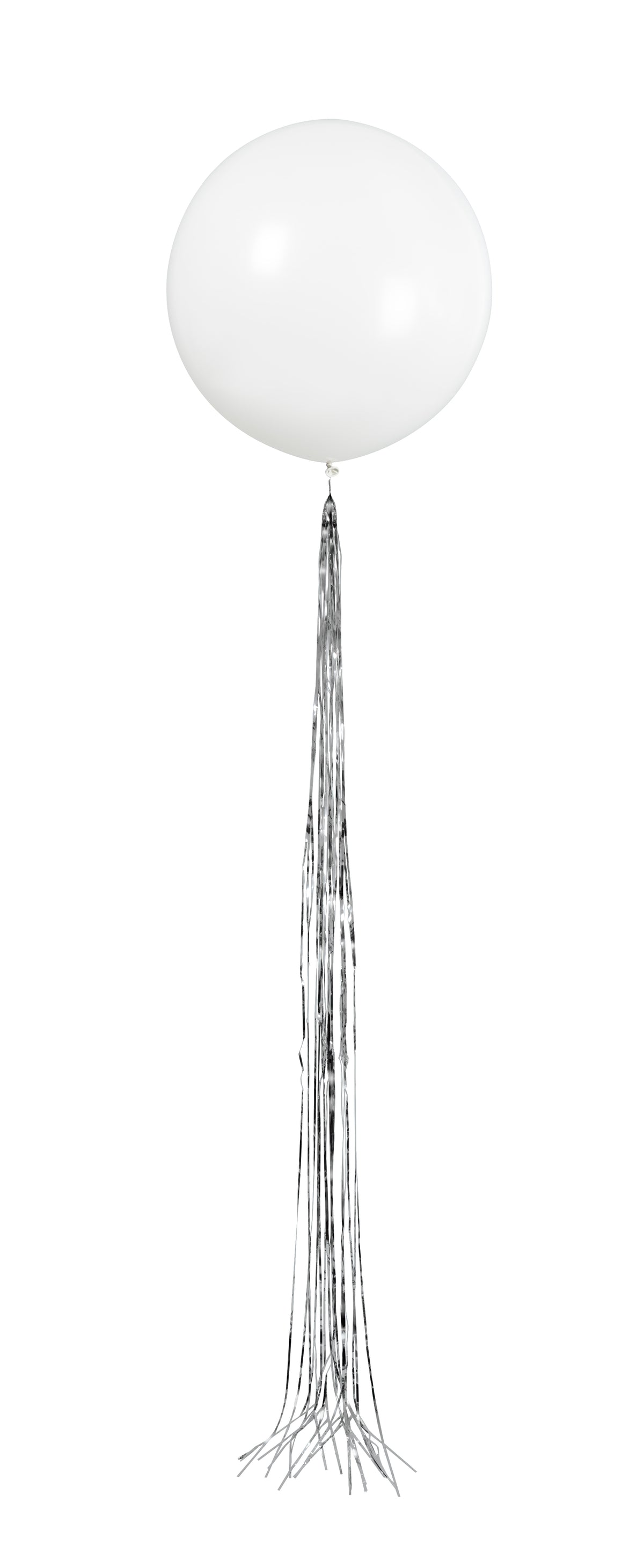 White Latex Balloon 24" with Silver Tassel