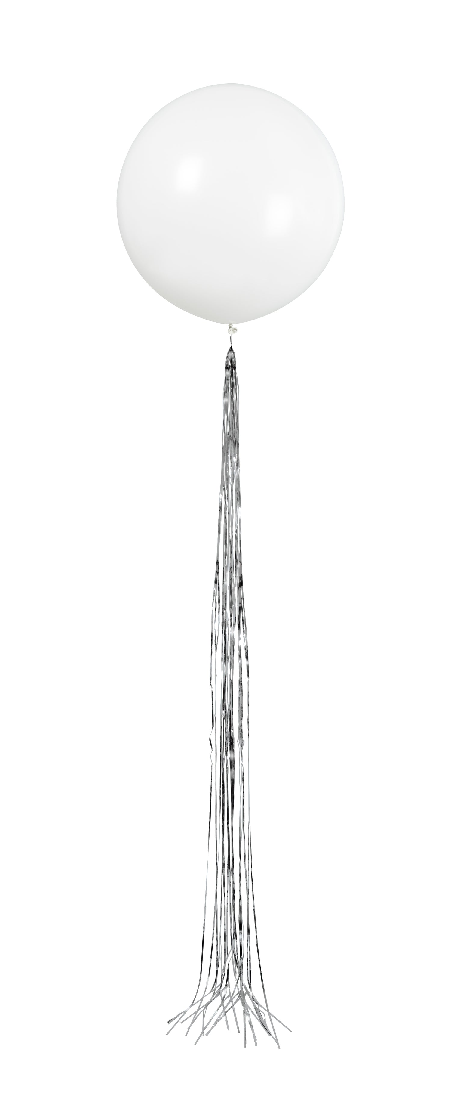 White Latex Balloon 24" with Silver Tassel