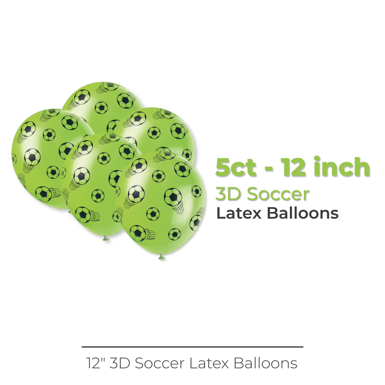 3D Soccer 12" Latex Balloons, 5ct