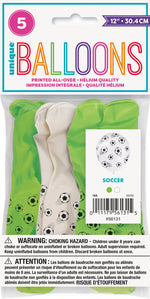 3D Soccer 12" Latex Balloons, 5ct