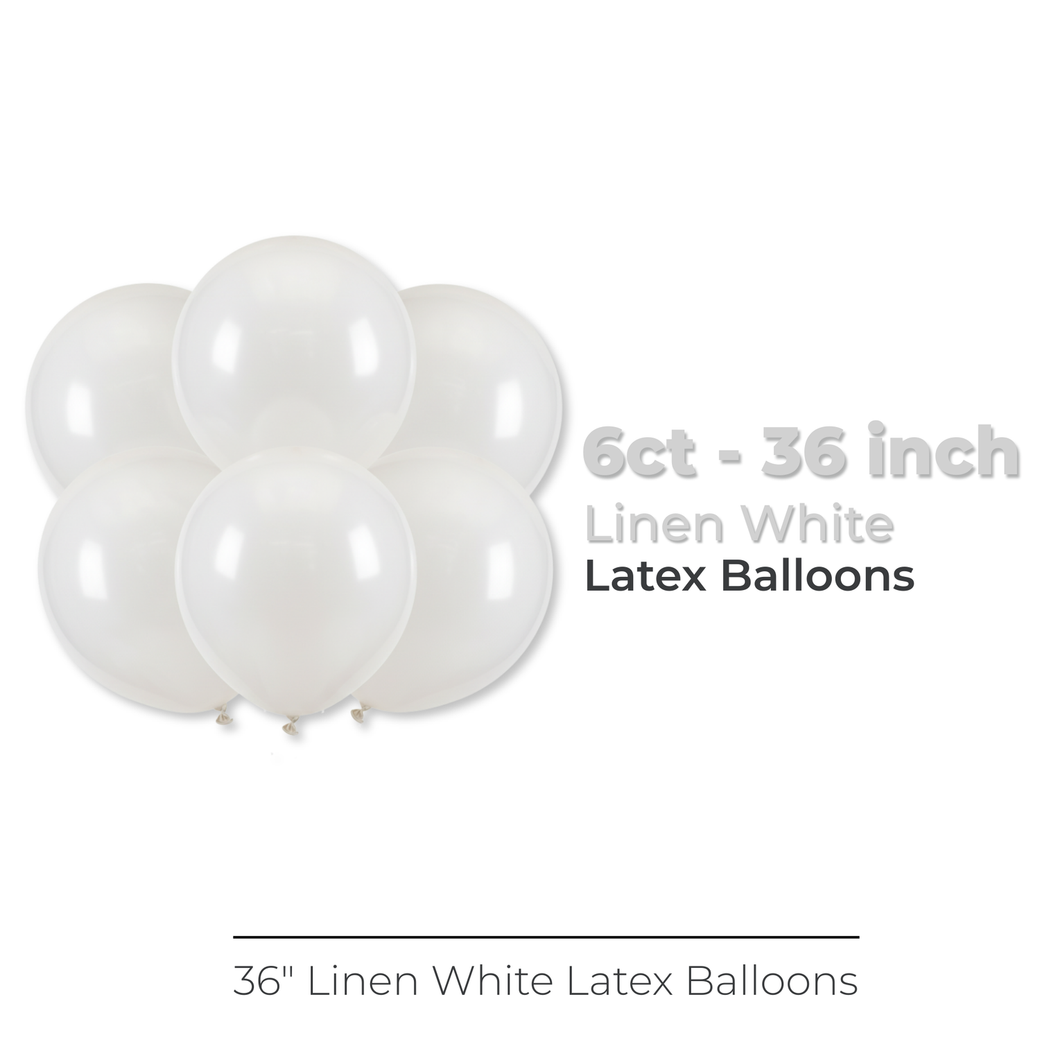 36" Latex Balloons, 6ct - Linen White