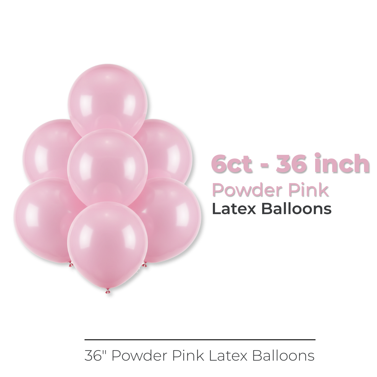 36" Latex Balloons, 6ct - Powder Pink