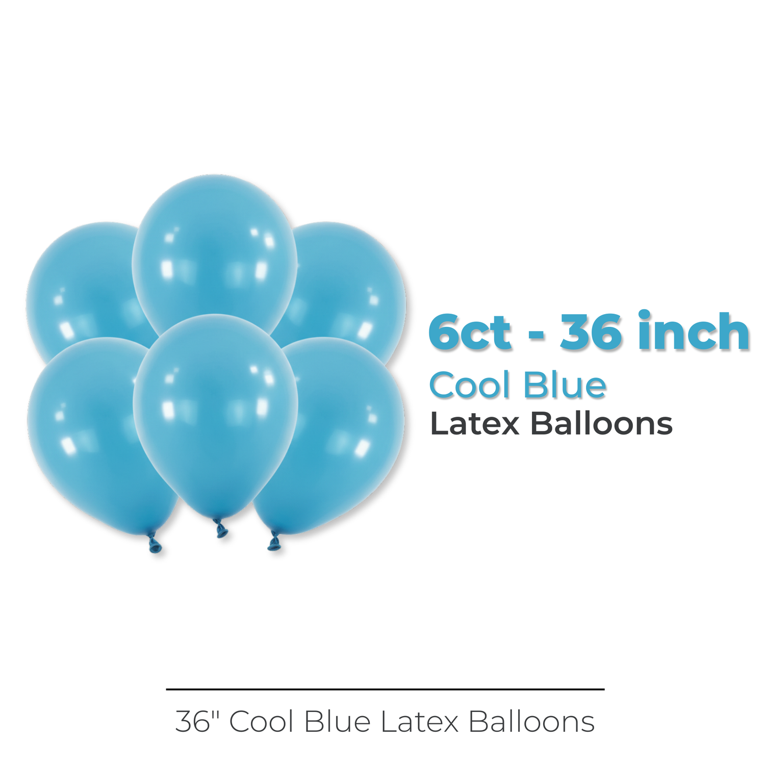 36" Latex Balloons, 6ct - Cool Blue