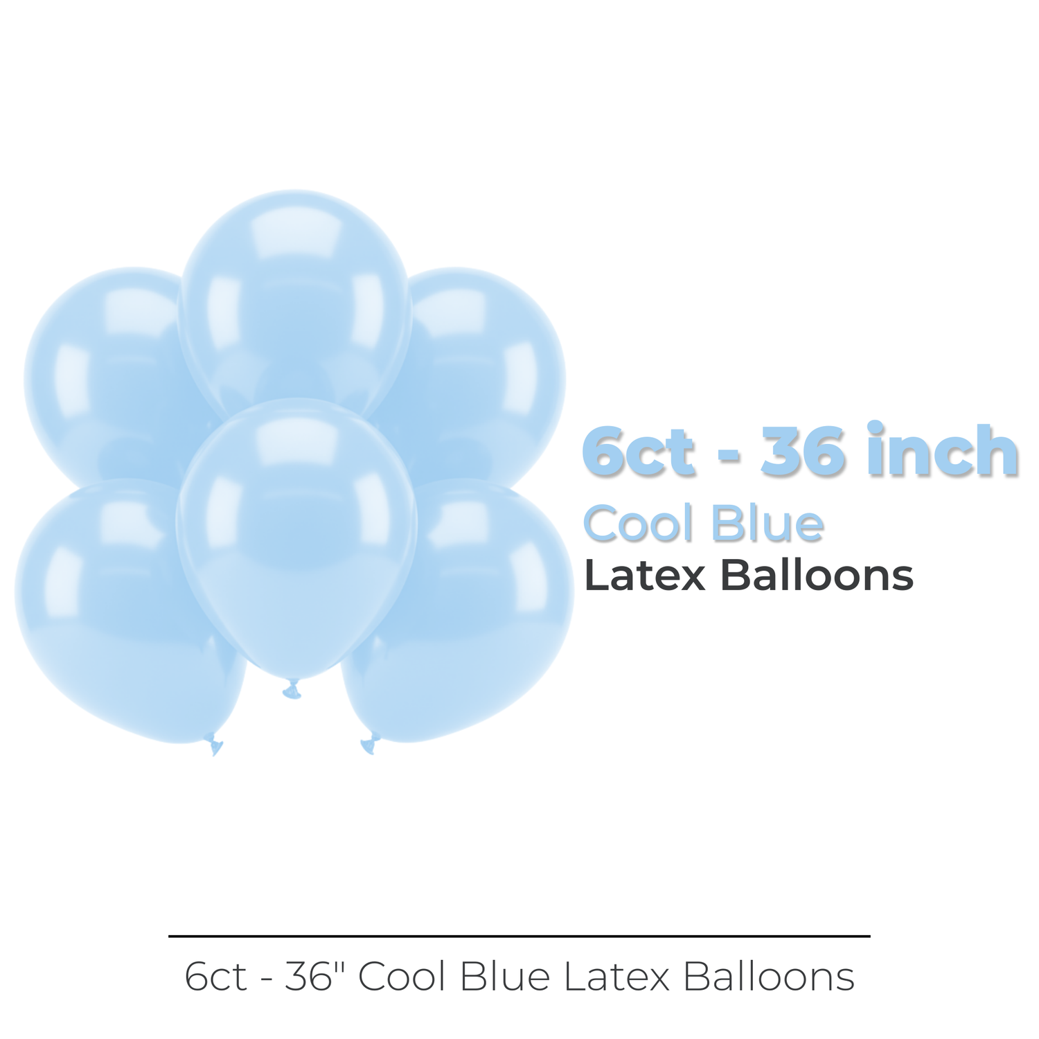 36" Latex Balloons, 6ct - Cool Blue