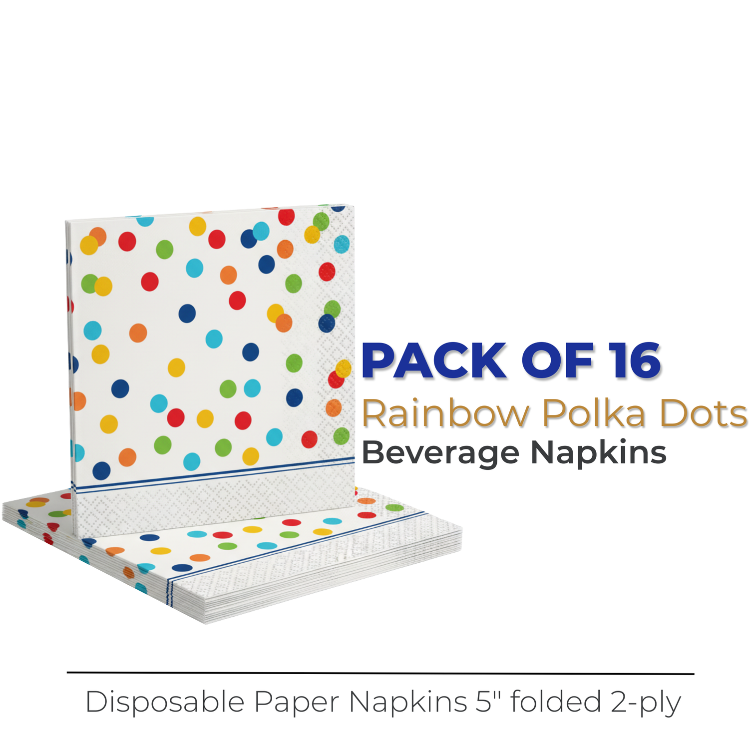 Rainbow Polka Dots Beverage Napkins, 16ct