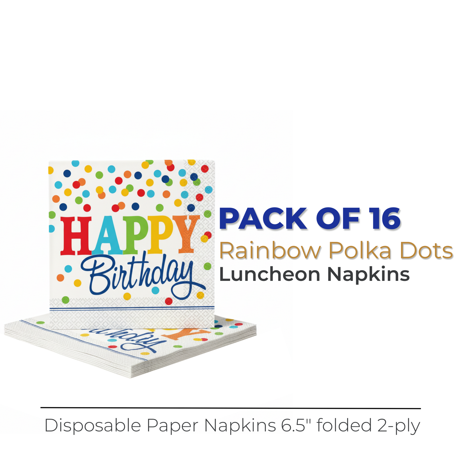 Rainbow Polka Dots Luncheon Napkins, 16ct