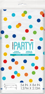 Rainbow Polka Dots Rectangular Plastic Table Cover, 54" x 84"