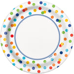 Rainbow Polka Dots Round 7" Dessert Plates, 8ct