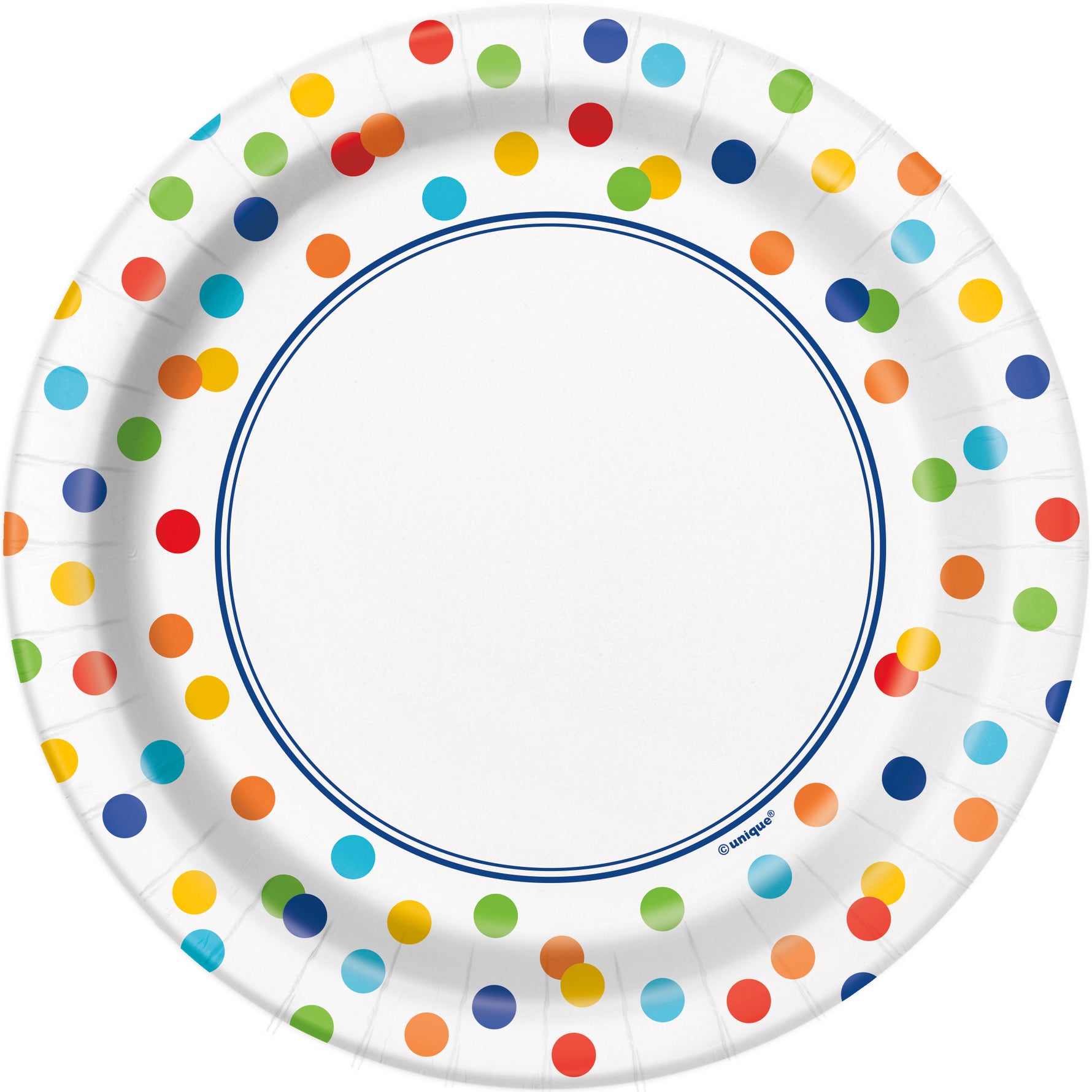 Rainbow Polka Dots Round 7" Dessert Plates, 8ct