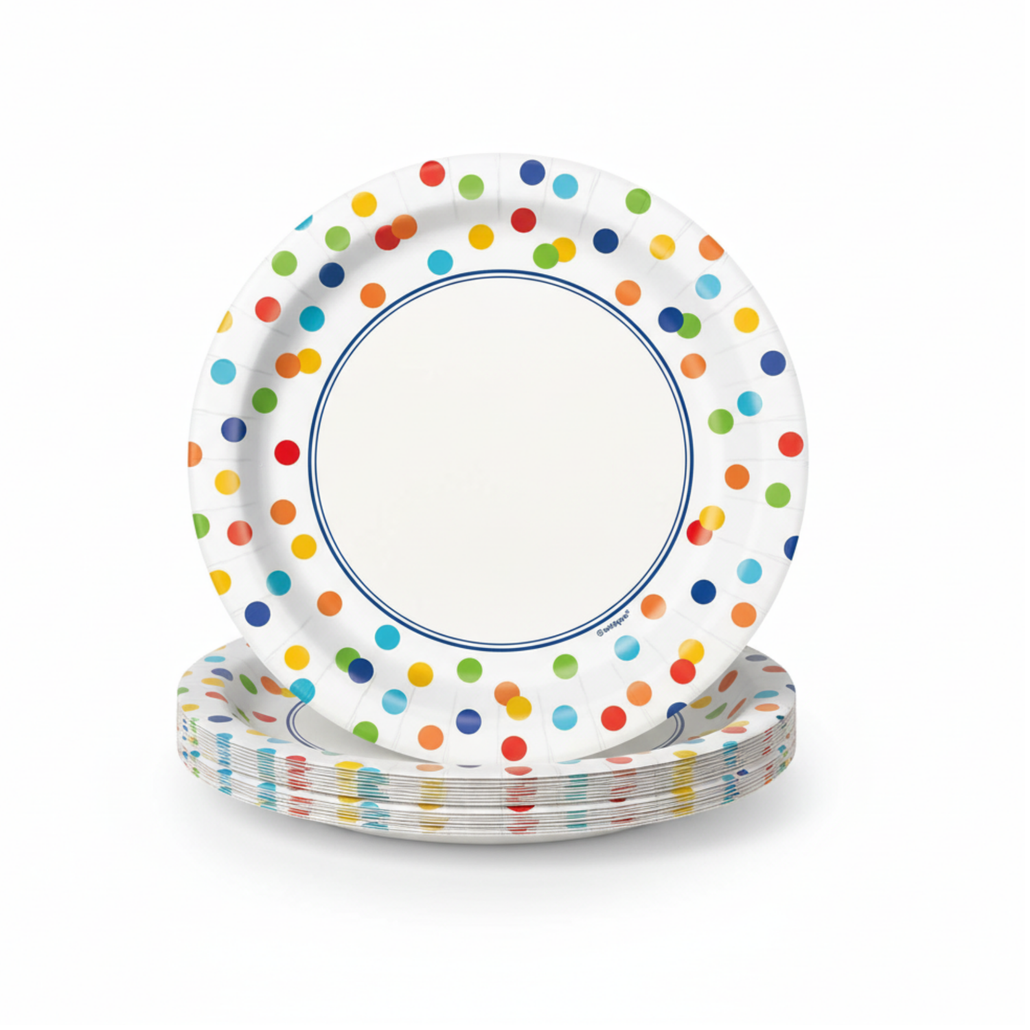 Rainbow Polka Dots Round 7" Dessert Plates, 8ct