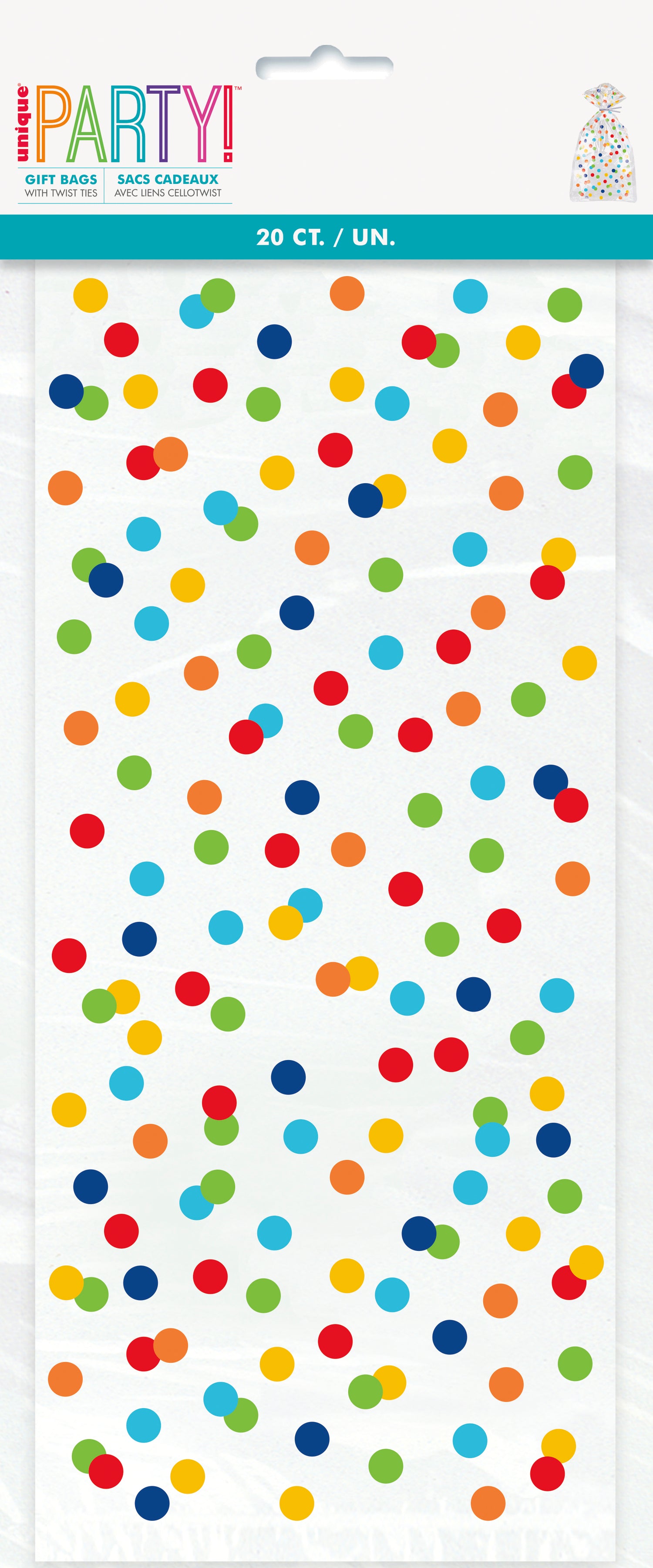 Rainbow Polka Dots Cellophane Bags, 20ct - Image 2