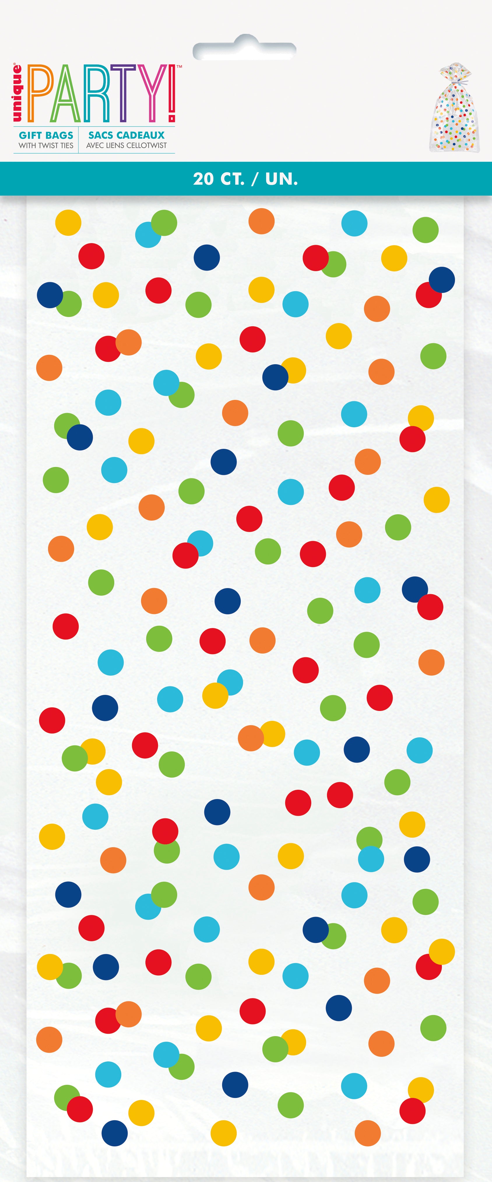 Rainbow Polka Dots Cellophane Bags, 20ct - Image 2