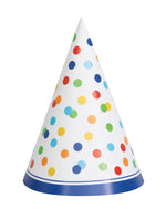 Rainbow Polka Dots Party Hats, 8ct
