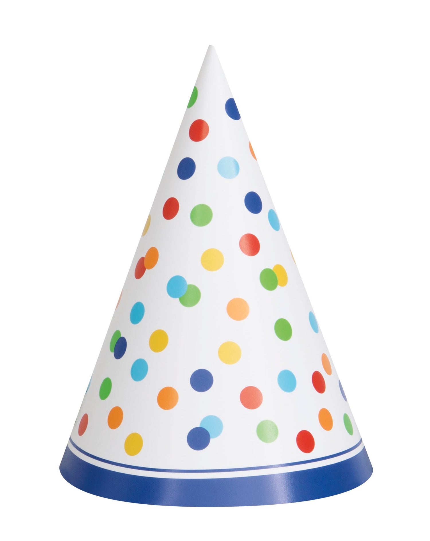 Rainbow Polka Dots Party Hats, 8ct