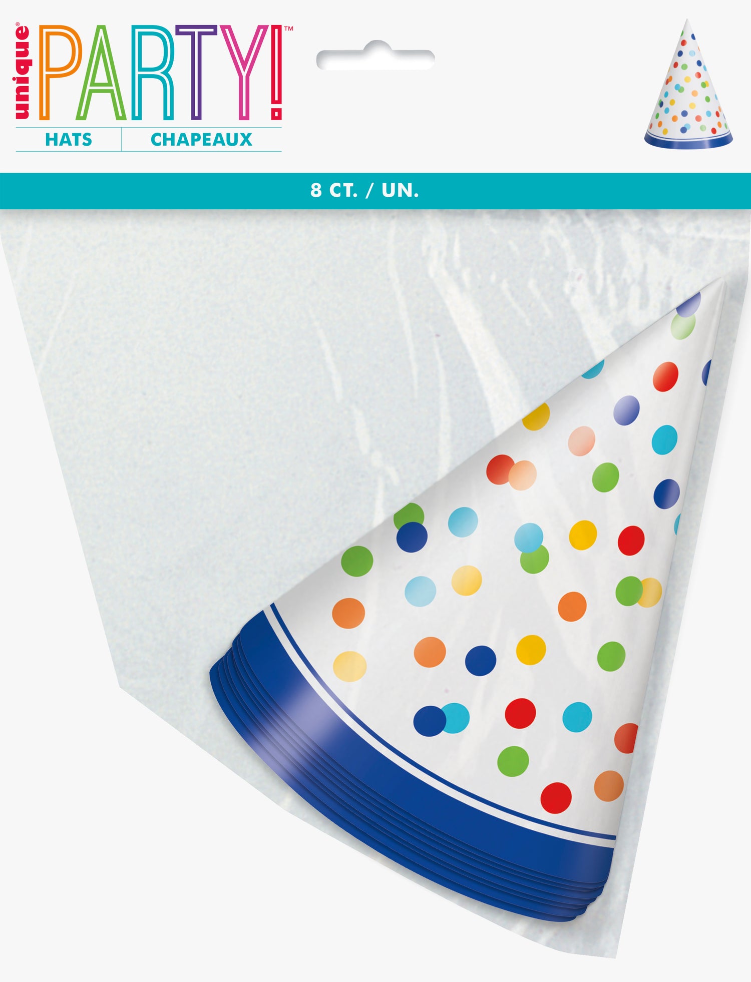 Rainbow Polka Dots Party Hats, 8ct - Image 2
