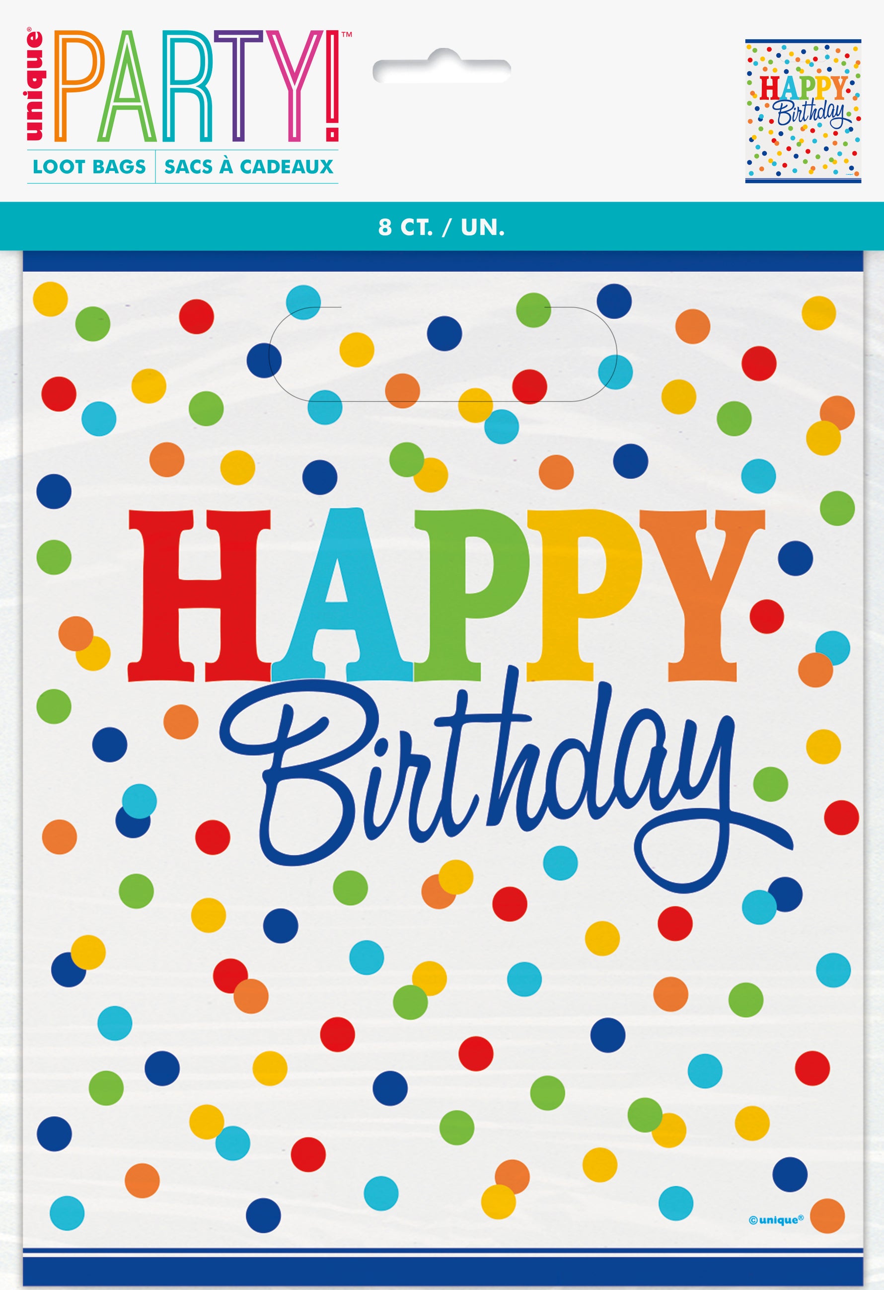 Rainbow Polka Dots Loot Bags, 8ct - Image 2