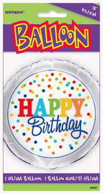 Rainbow Polka Dots Round Foil Balloon 18", Packaged - Image 2