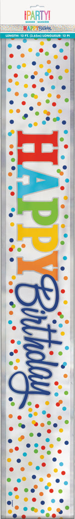 Foil Rainbow Polka Dots Banner, 12 ft - Image 3