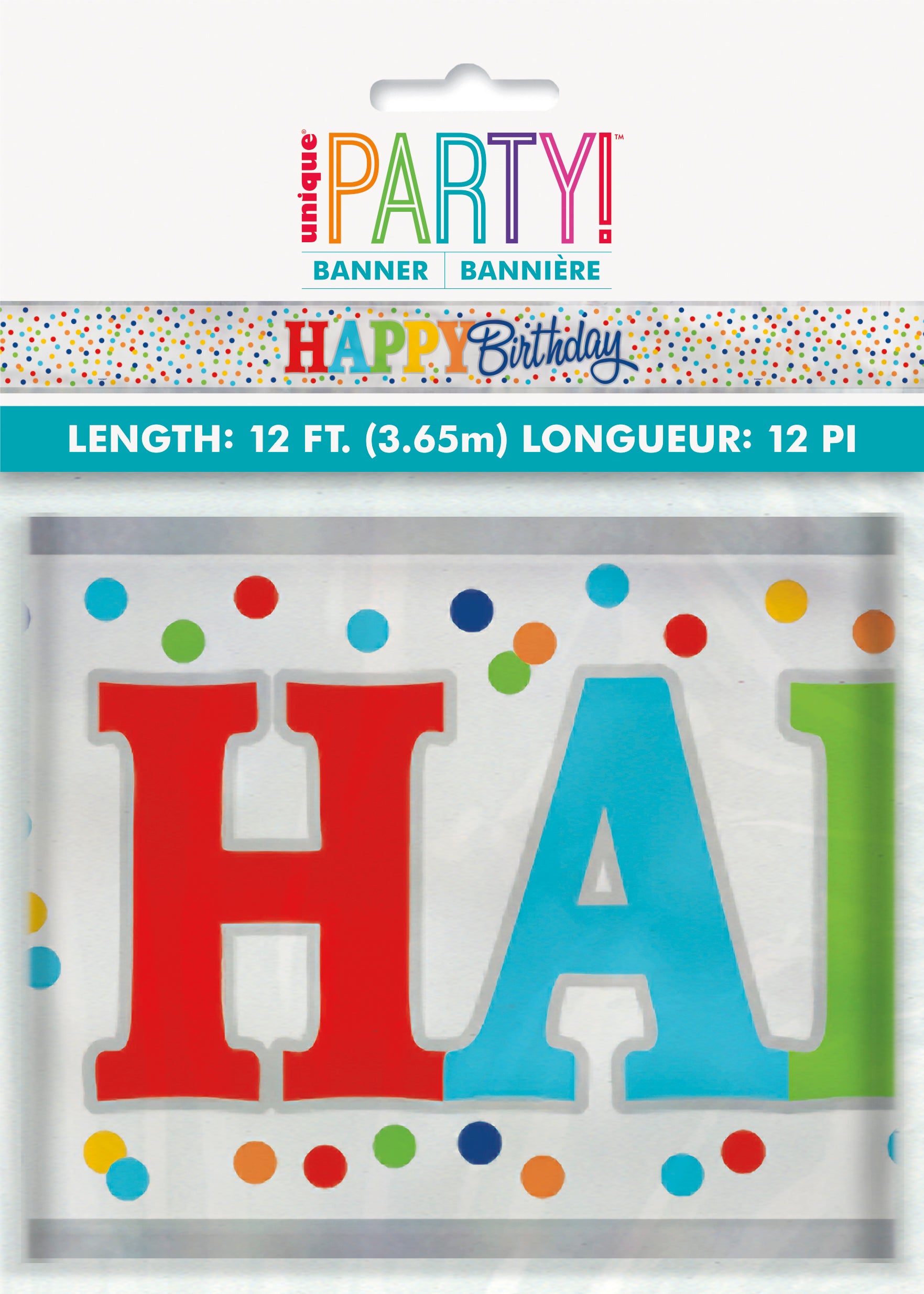 Foil Rainbow Polka Dots Banner, 12 ft - Image 2
