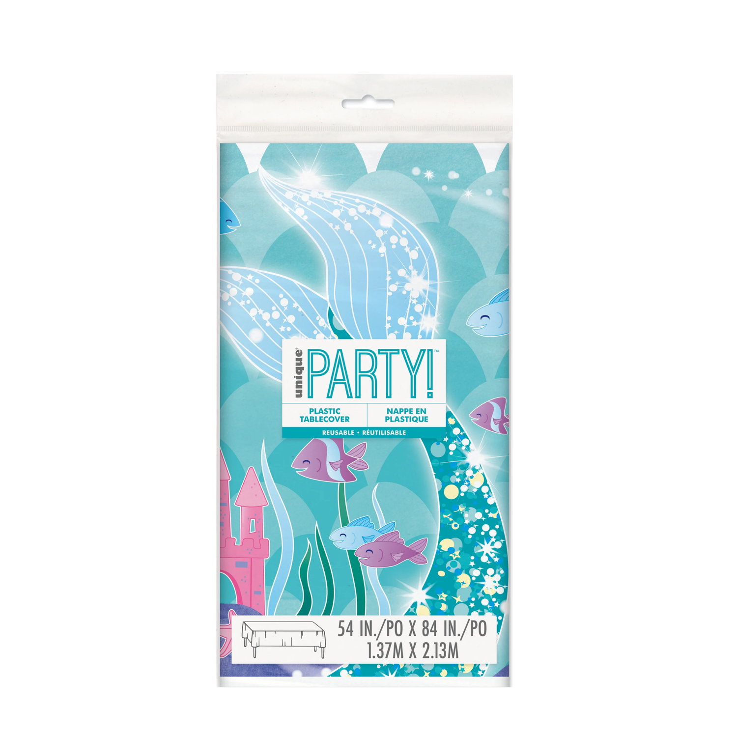 Mermaid Rectangular Plastic Table Cover, 54" x 84"