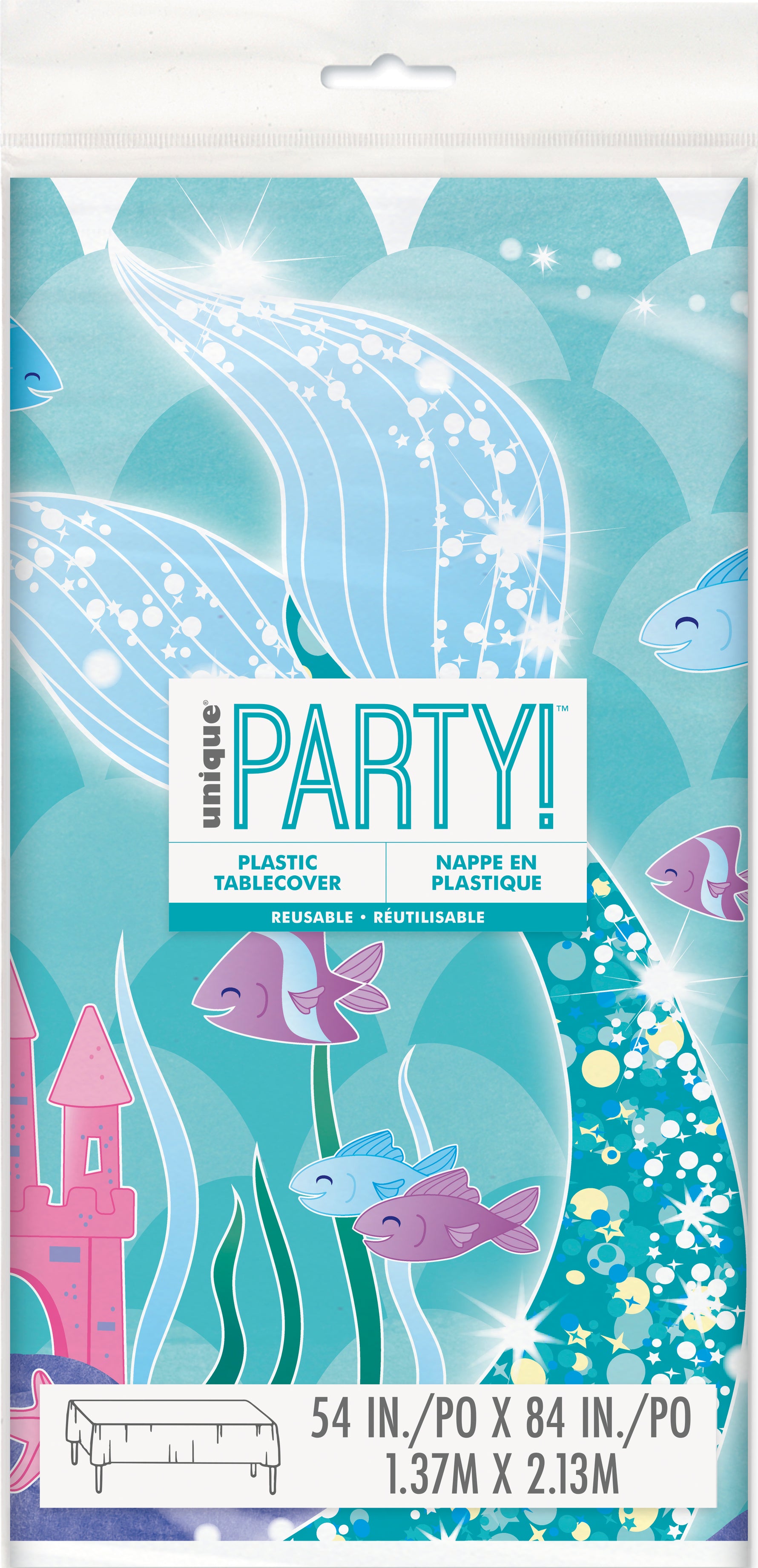 Mermaid Rectangular Plastic Table Cover, 54" x 84"