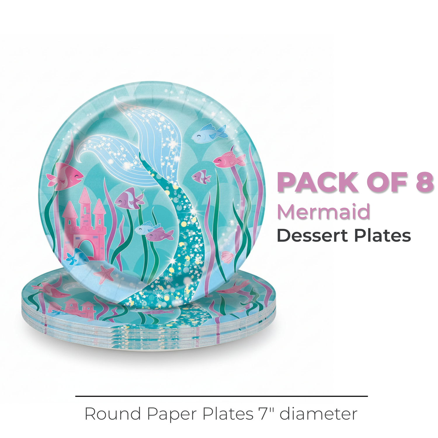 Mermaid Round 7" Dessert Plates, 8ct