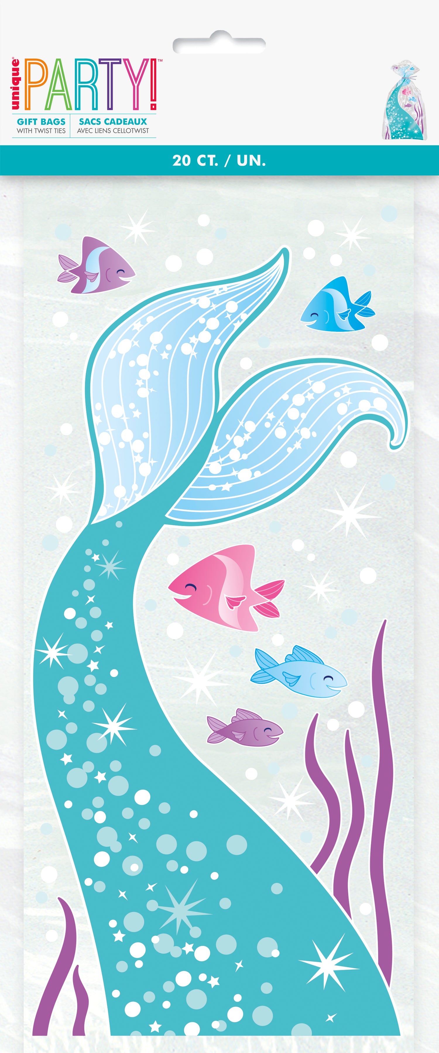 Mermaid Cellophane Bags, 5"x11", 20ct - Image 2
