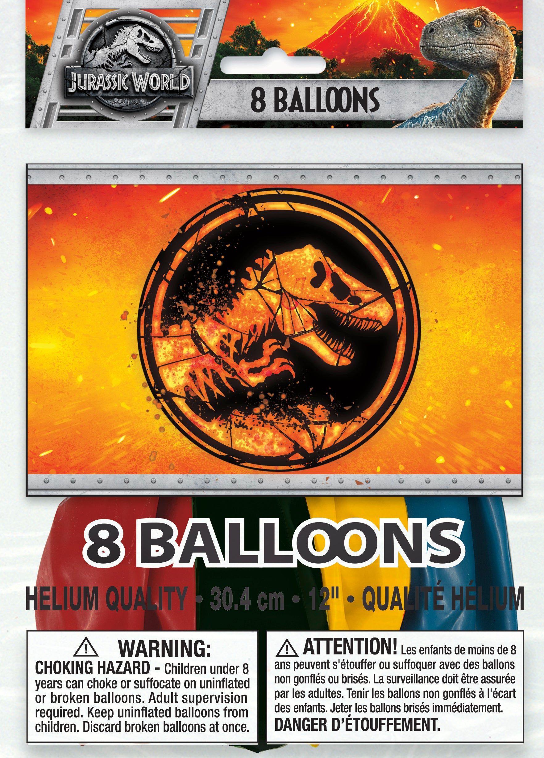 Jurassic World 2 12" Latex Balloons, 8ct