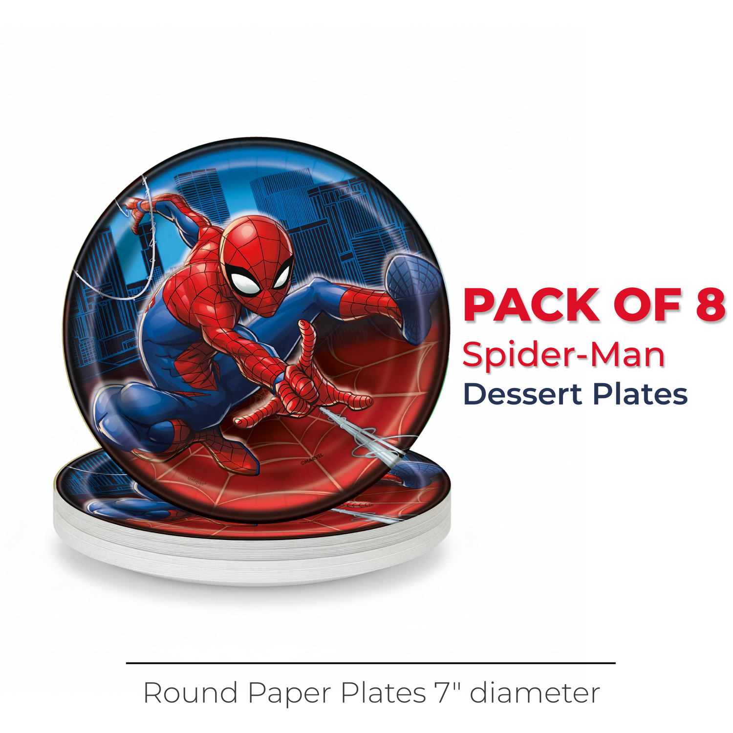 Spider-Man Round 7" Dessert Plates, 8ct