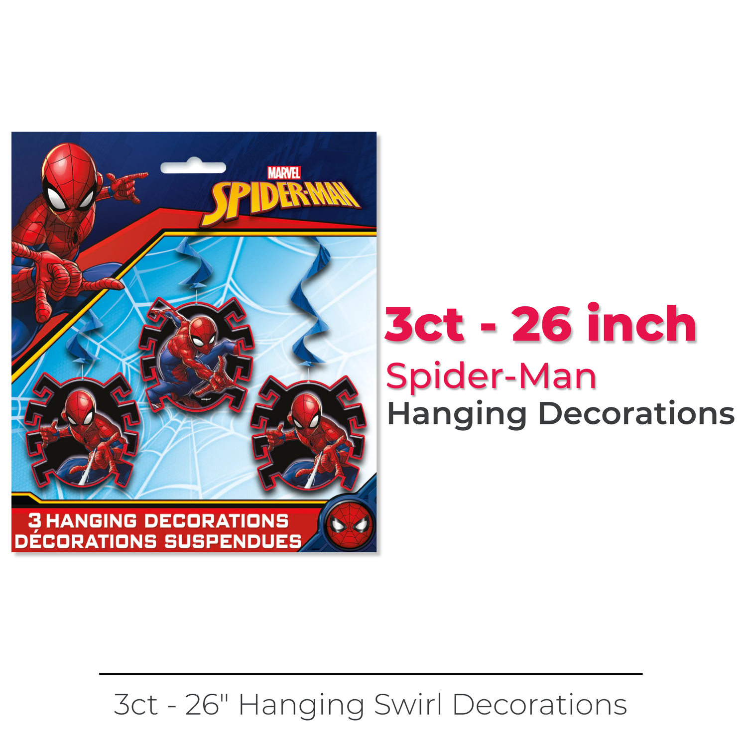 Spider-Man Hanging Swirl Decorations, 26", 3ct