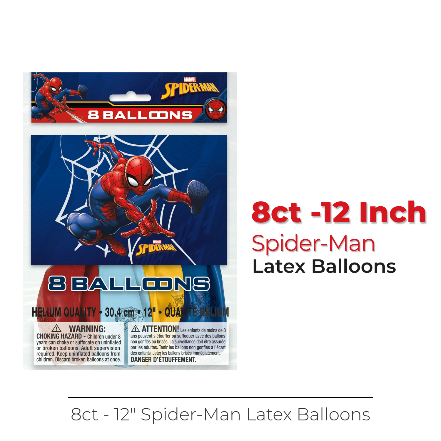 Spider-Man 12" Latex Balloons, 8ct