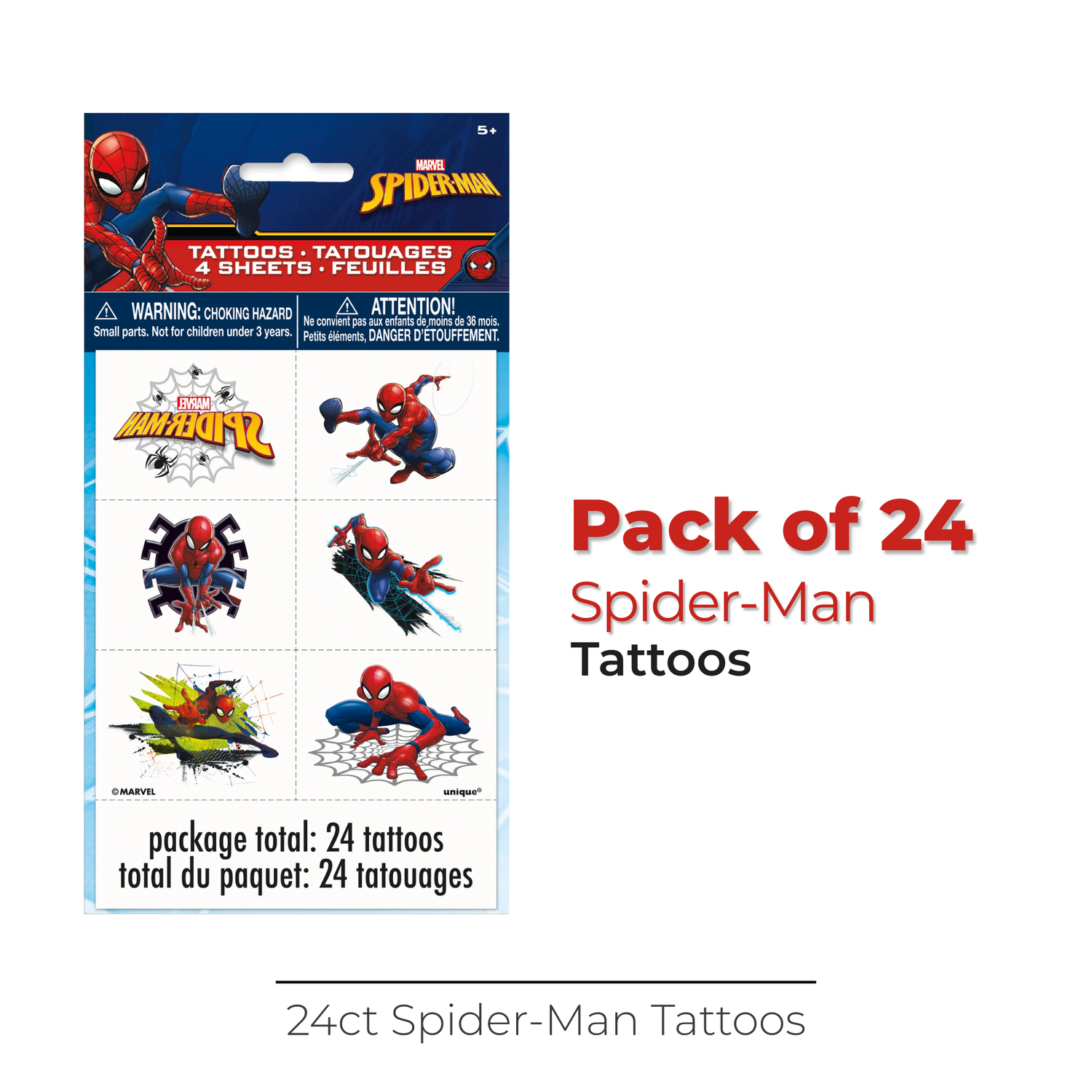 Spider-Man Tattoos, 24ct