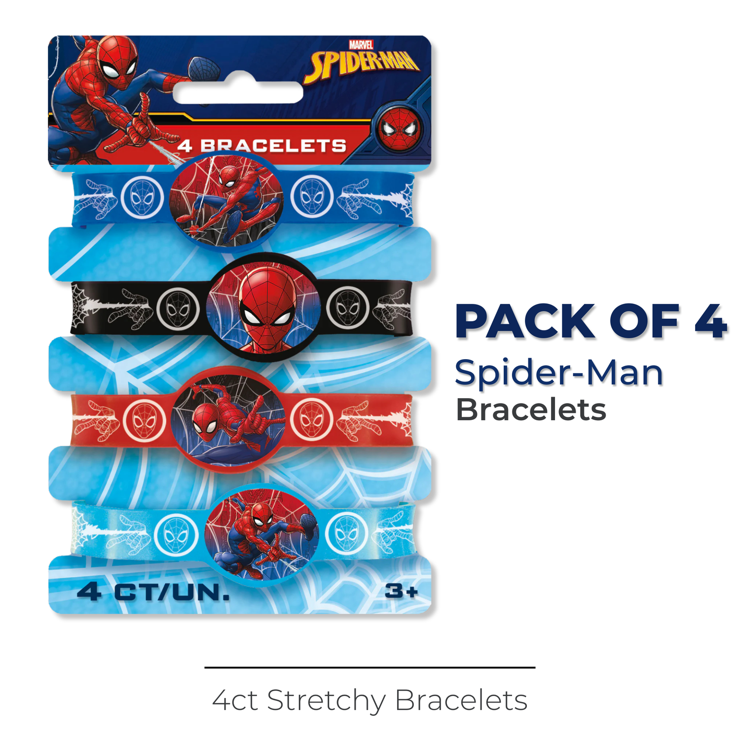 Spider-Man Stretchy Bracelets, 4ct