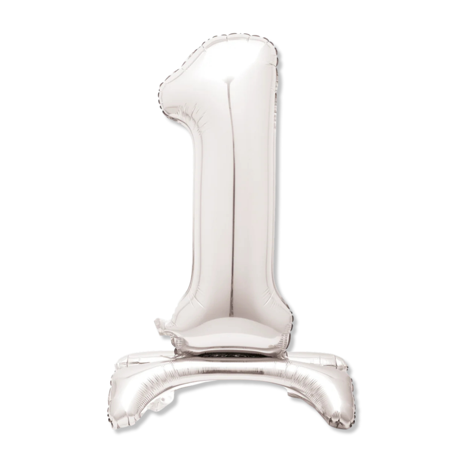 Silver Number 1 Shaped Standing Foil Balloon 30", Packaged